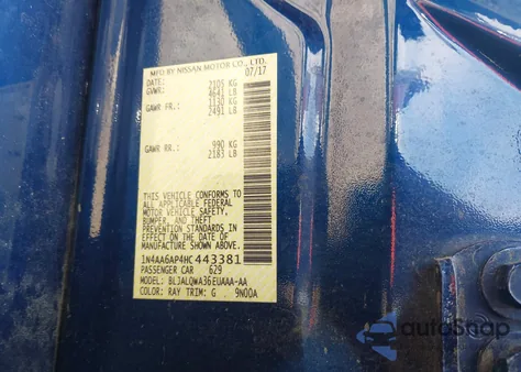 2017 Nissan Maxima 3.5 S from USA, damaged, VIN 1N4AA6AP4HC443381